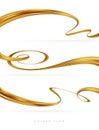 Set of golden flow wave. Golden paint brush stroke. Luxury flow design element. Abstract gold ribbon. Vector.